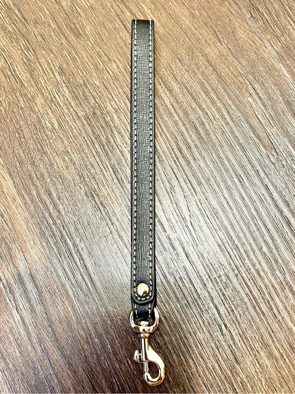 Dooney & Bourke Black Leather Wristlet Key Strap with Gold Hardware